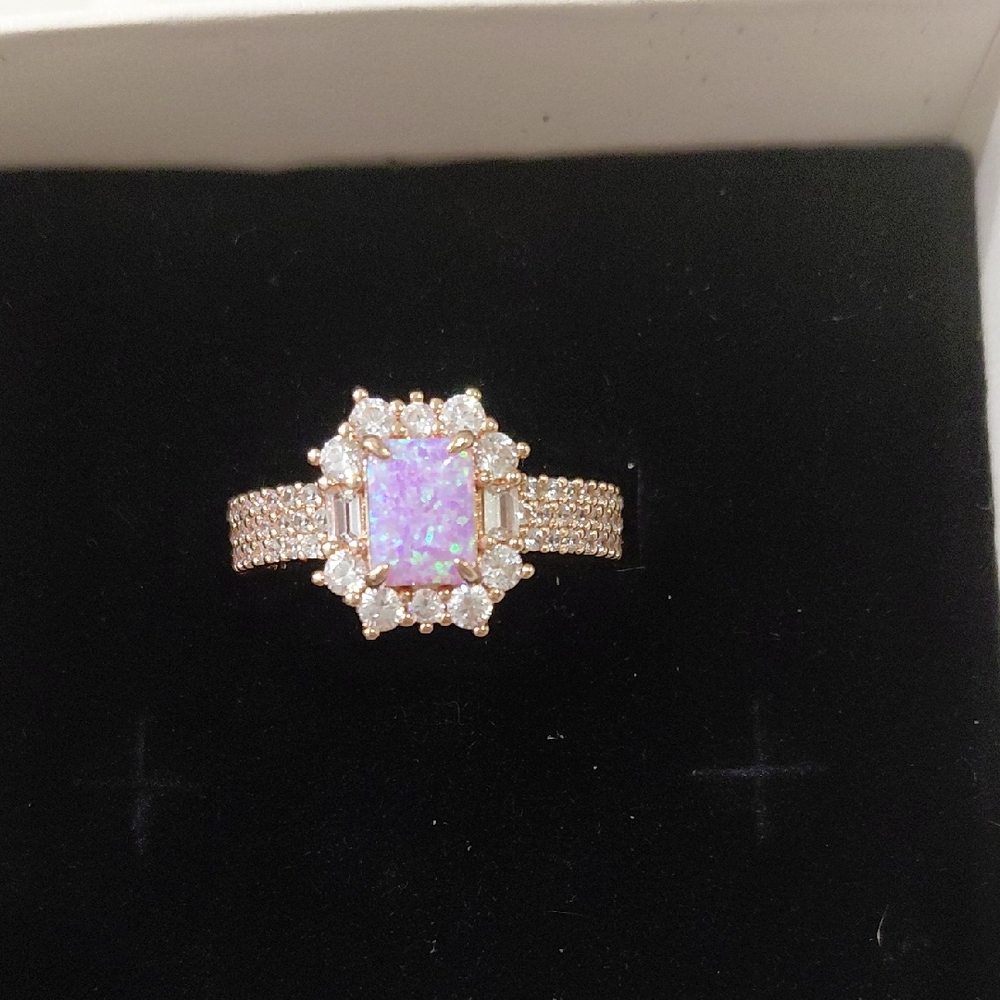 Bomb Party Rare Retro Rose Fire Opal Rosegold Cz Accents Size 11